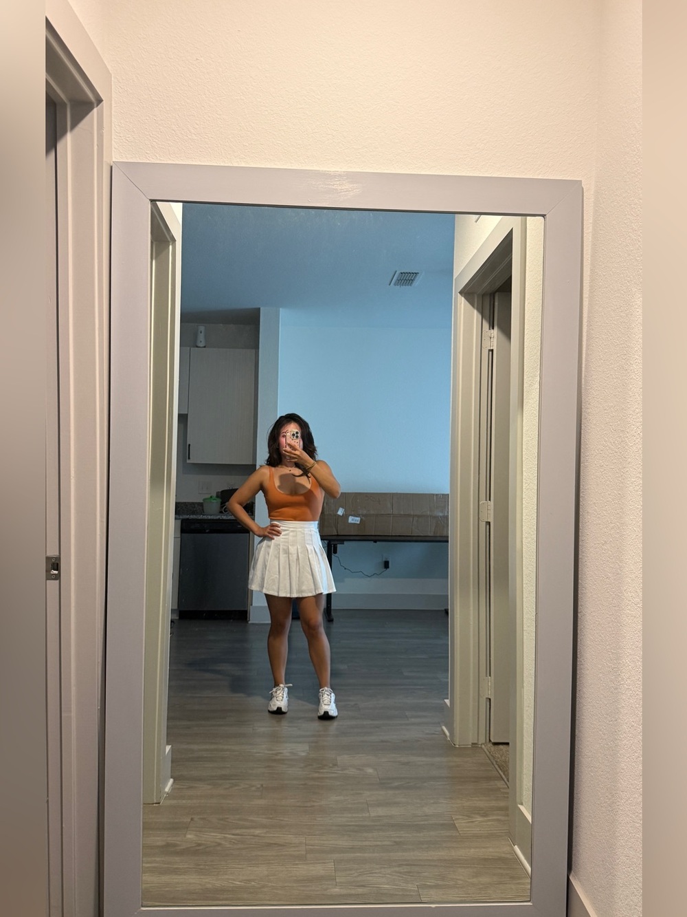 Hollister White Pleated Circle Skirt